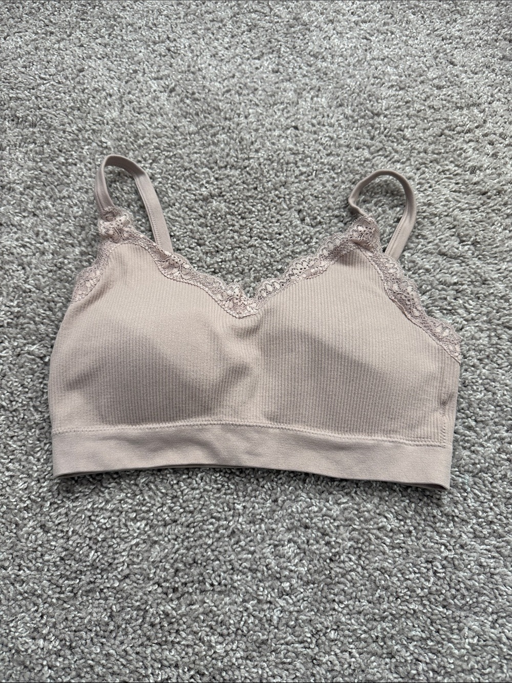 Maurices Lace-Trim Seamless Bralette in Blush Taupe